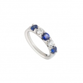 Platinum Sapphire and Diamond Half Eternity Ring